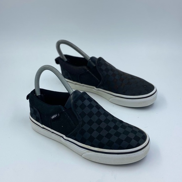 Vans black checkered slip on kids 3.5 - Picture 3 of 6